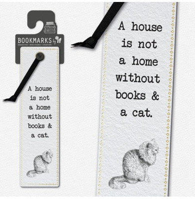 imagLiterary Bookmarks - Books & A Cat-15506