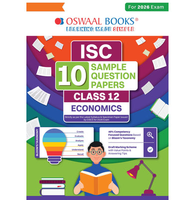 imagOswaal ISC 10 Sample Question Papers Class 12 Economics for Board Exam 2026 Strictly aligned with CISCE Latest Specimen Paper 2026 , Competency-Based Questions, Mind Maps, On-Tips Notes, Solved MCQs, Revision with Explanations & Board Marking Scheme