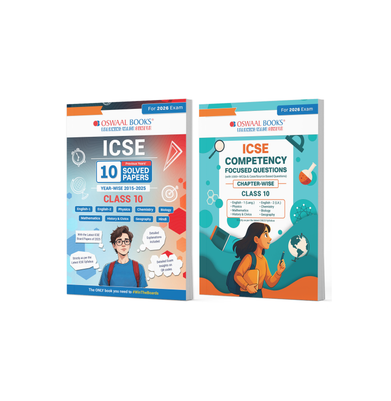 imagOswaal ICSE 10 Previous Years' Solved papers and Competency Focused Questions Chapter-wise Class 10 Maths, Physics, Chemistry, Biology Set of 2 Books for 2026 Board Exams
