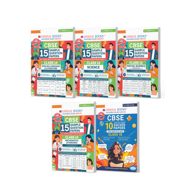 imagOswaal CBSE 15 Sample Question Papers + 10 Years' Solved Papers English, Maths Standard, Science, Social Science For Class 10 | Chapterwise & Topicwise Solved Papers | Concept Notes, Set of 5 For 2026 Board Exams