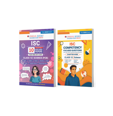imagOswaal ISC 10 Previous Years' Solved papers and Competency Focused Questions Chapter-wise Class 12 PCB Set of 2 Books for 2026 Board Exams