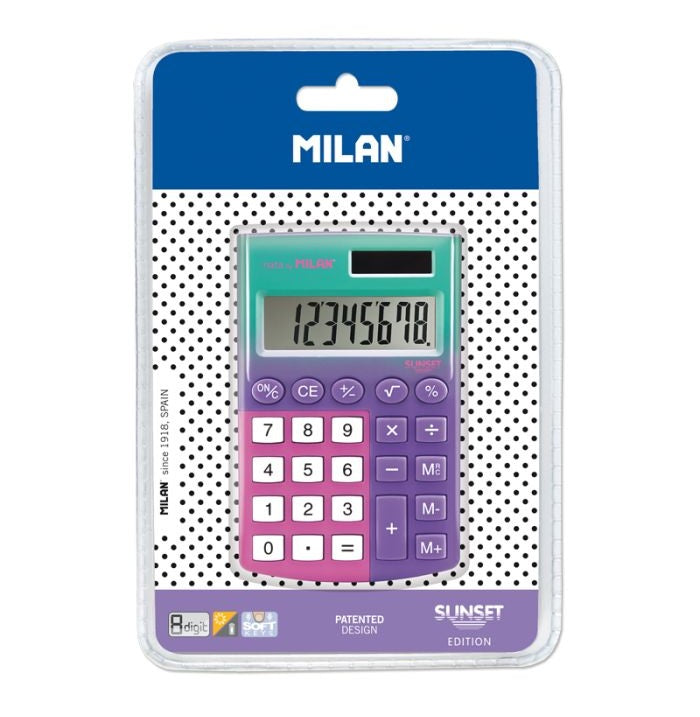Blister Pack 8 Digit Sunset Series Pocket Calculator Purple Crossword in