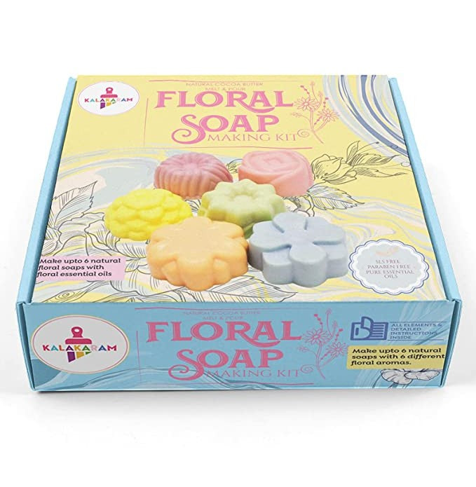 Kalakaram Melt & Pour Cocoa Butter Floral Soap Making Kit, Soap Making