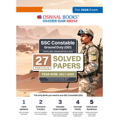 imagOswaal SSC Constable Ground Duty GD CAPFs, SSF, ASSAM Rifles & NCB - 27 Previous Solved Papers |Year-Wise 2017 to 2025 | For 2026 Exam buy online at crossword.in