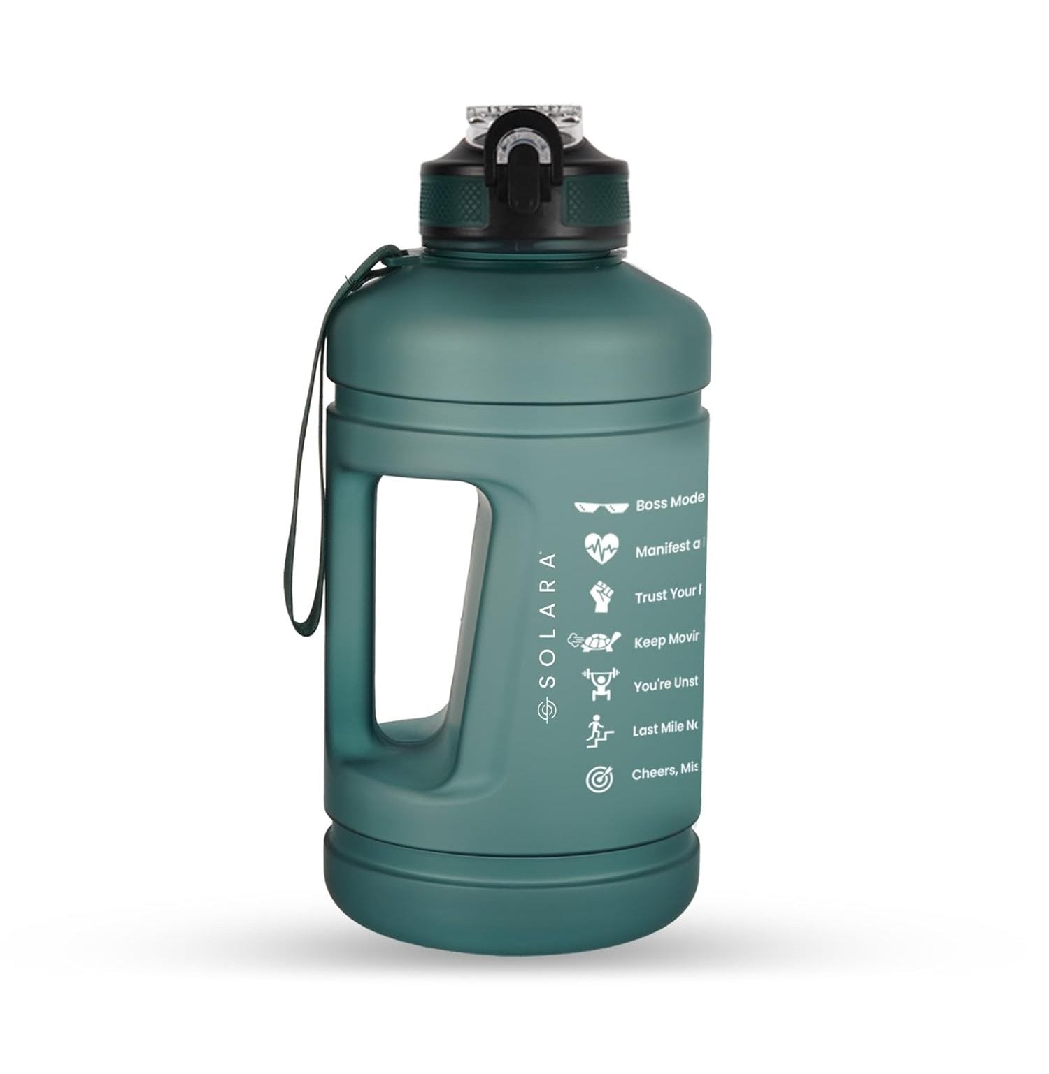 Motivational Hunter Green 22L Inspiring Water Bottle With Straw