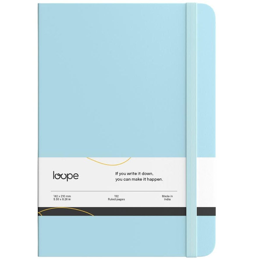 Loope Solid Notebook A6 | Cyan Blue | 192 Pages | 80 Gsm