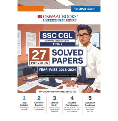 imagOswaal SSC Staff Selection Commission | CGL Combined Graduate Level |Tier-1| 27 Previous Solved Papers| Year-wise 2016 to 2024 | For Exam 2025 buy online at crossword.in