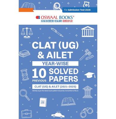 imagOswaal CLAT UG & AILET| Year-wise| 10 Previous Solved Papers| CLAT UG 2021-2024 & AILET 2021-2024 | For 2026 Admission Test buy online at crossword.in