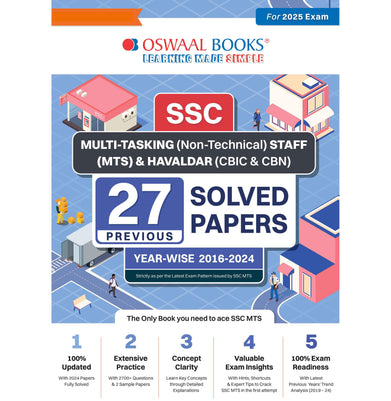 imagOswaal SSC Staff Selection Commission | Multi-Tasking Non-Technical Staff & Havaldar CBIC & CBN | Year-wise | 27 Previous Solved Papers | 2016 to 2024 | For 2025 Exam buy online at crossword.in