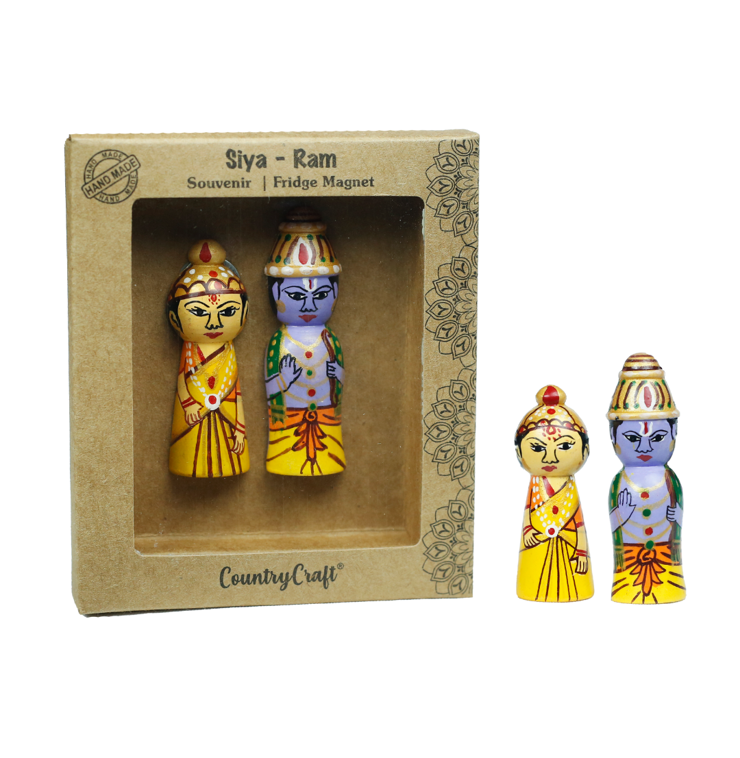 Siya-Ram Artistic Fridge Magnet – Handcrafted Channapatna Souvenir