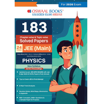 imagOswaal 183 Chapter-wise & Topic-wise Solved Papers JEE Main | Online 2012-2025 & Offline 2002-2018 | Physics Book | For 2026 Exams buy online at crossword.in