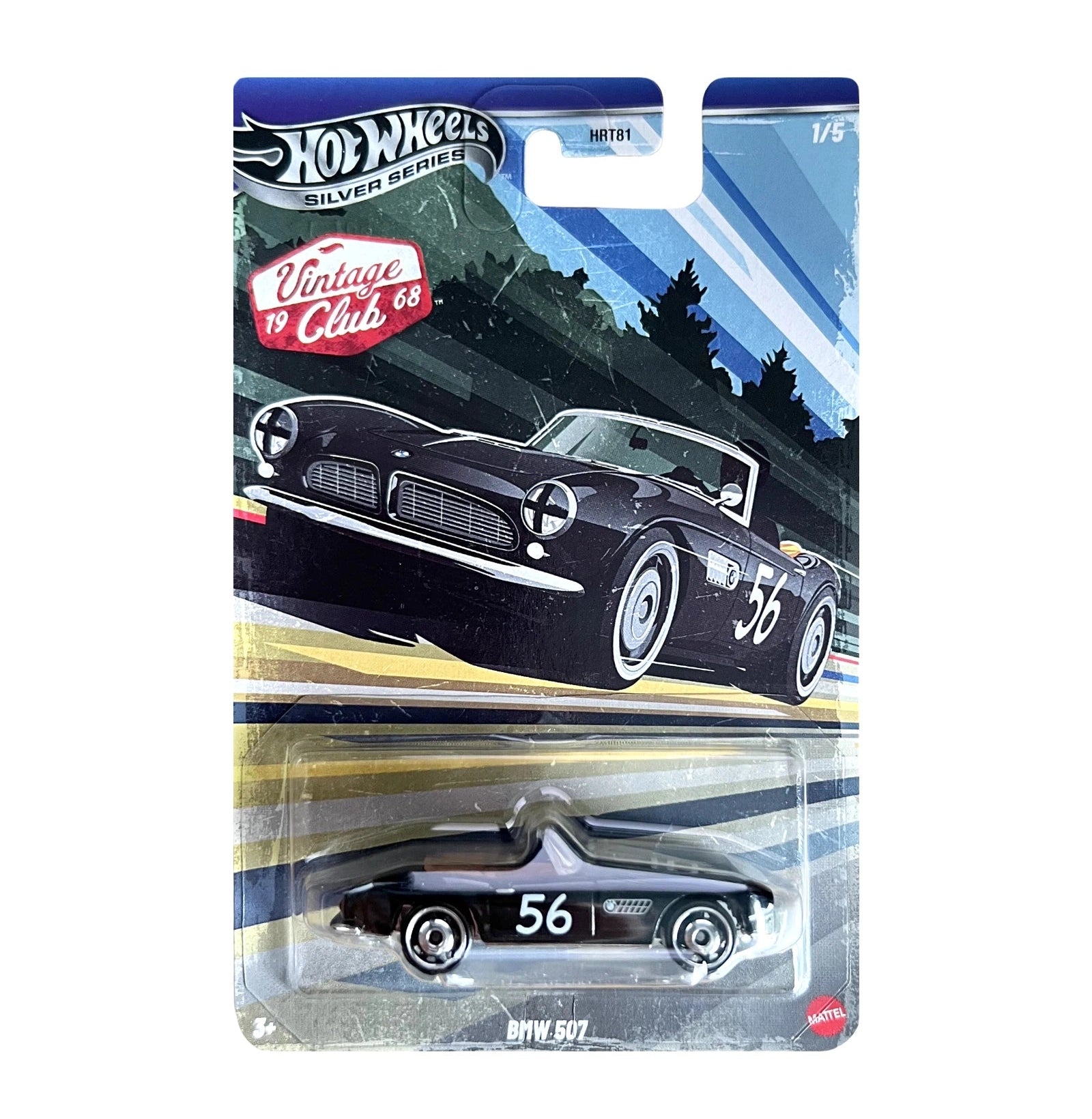 Hot Wheels BMW 507 Black, Silver Series Vintage Racing Club 1/5 1:64 Scale Collectible Metal Diecast Toy Car Model