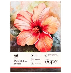 Loope A6 Watercolor Loose Sheets - 200 Gsm Cold-Press Paper, 30 Sheets