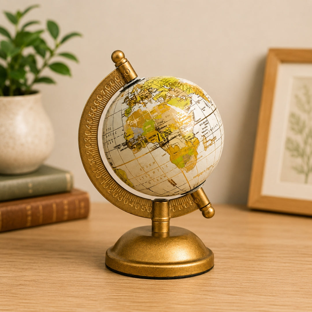 Classic Loope Voyager World Globe With Gold Meridian