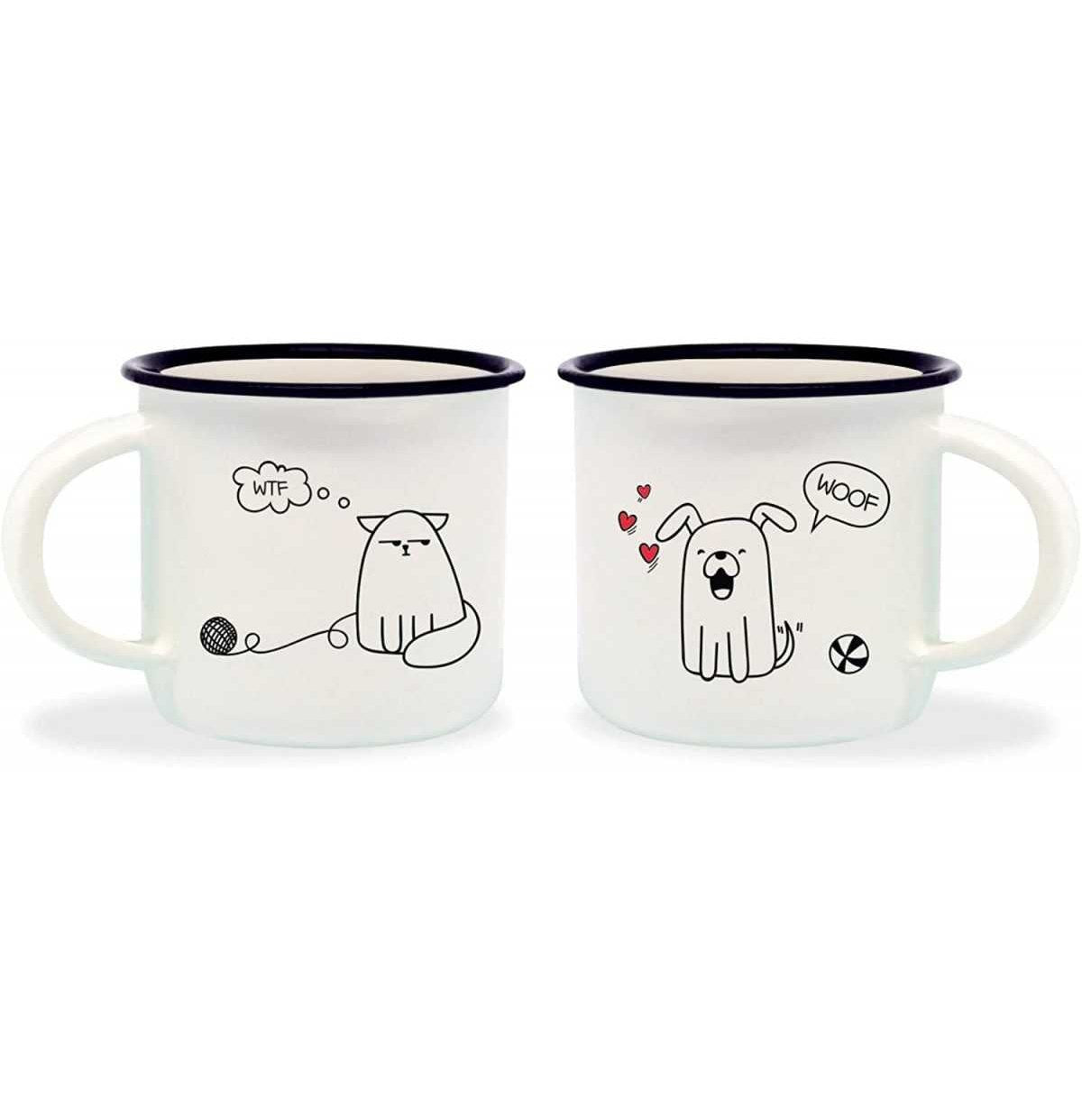 2 Coffee Mugs - Espresso For Two - Dog And Cat