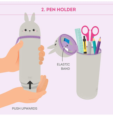 imag2-In-1 Silicone Pencil Case - Kawaii - Bunny