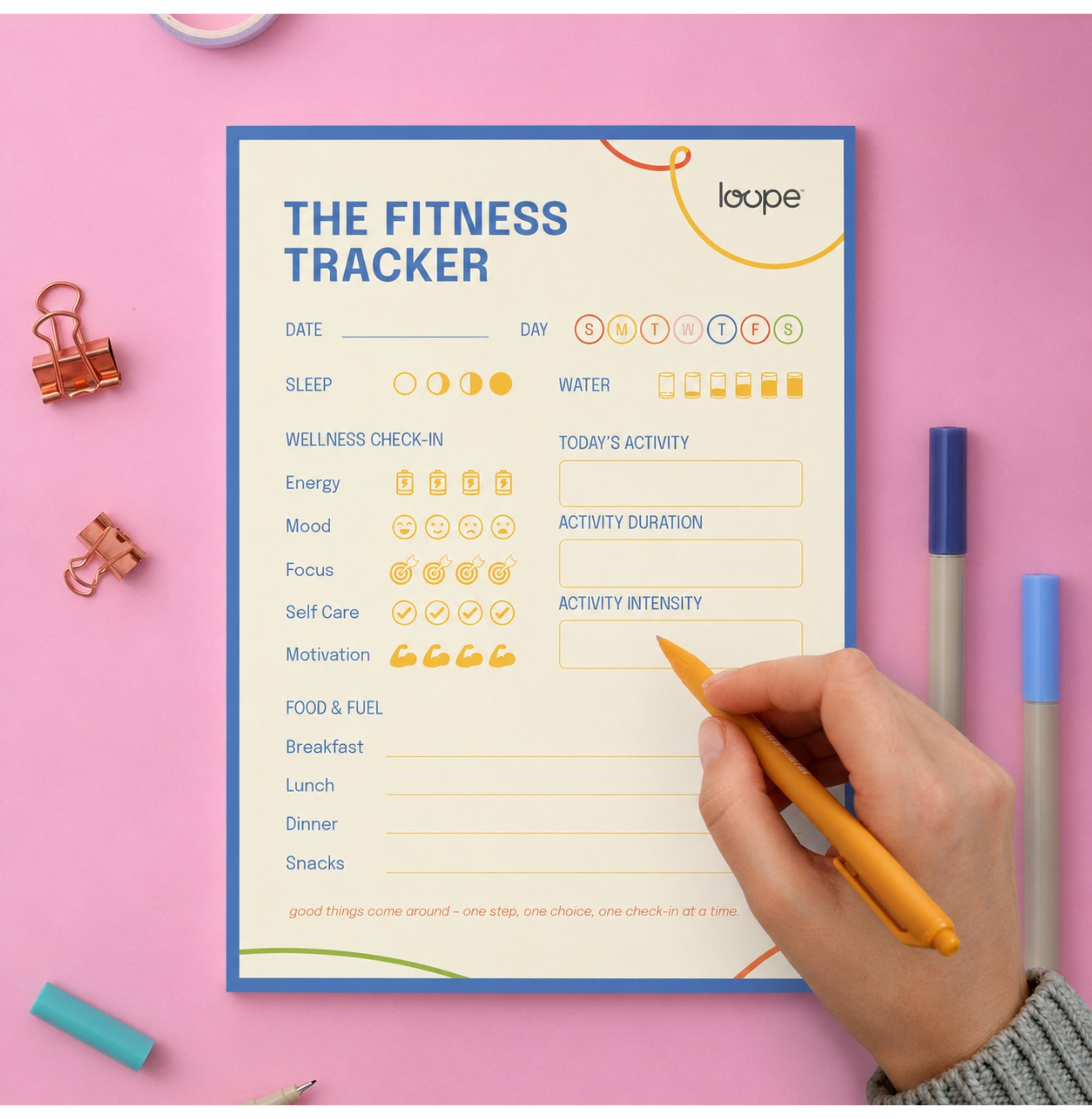 Loope Daily Fitness A5 | Planner | 75 Sheets