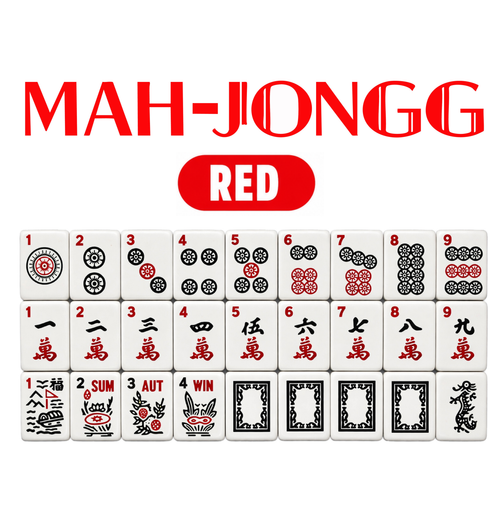 Original American Mahjong Set of 166 Tiles with Red Storage Bag