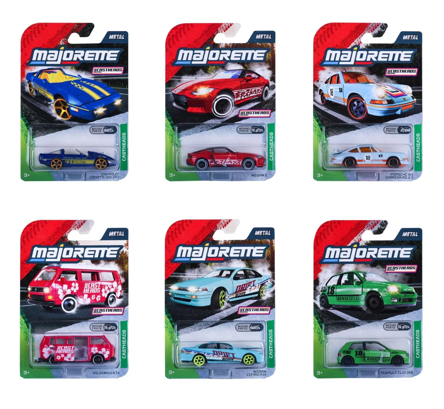 Majorette Castheads Premium Die-Cast Car – (Random Pack of 6 Assortment)