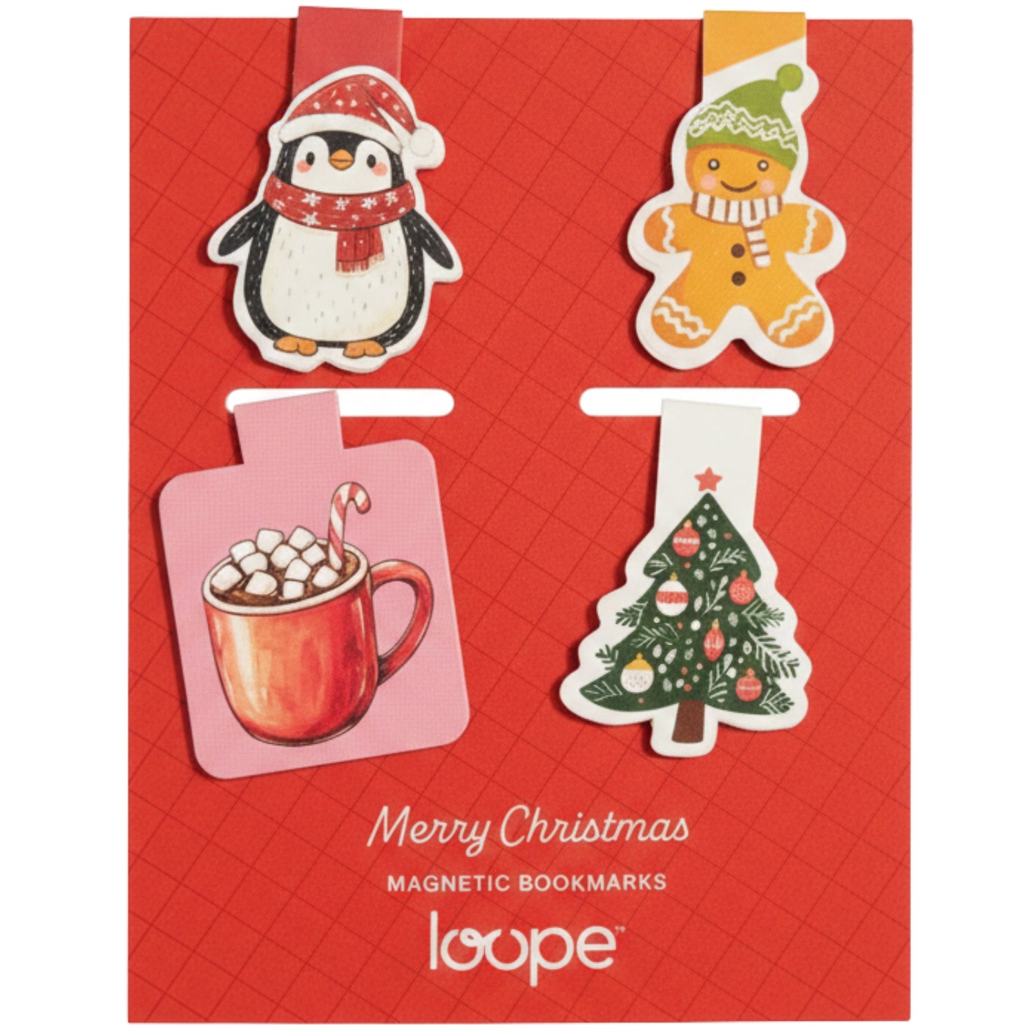 Festive Red Christmas Bookmark Set - Delightful Pack of 4 for Holiday Reading