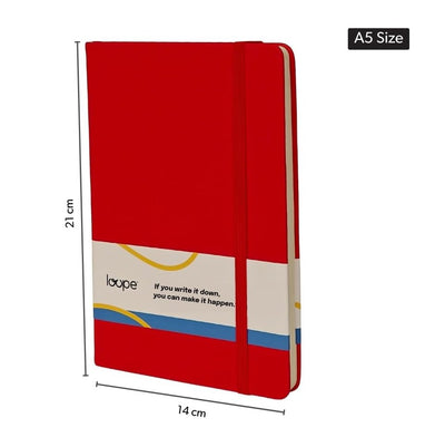 imagLoope A5 Solid Notebook 80Gsm 192 Pages Red