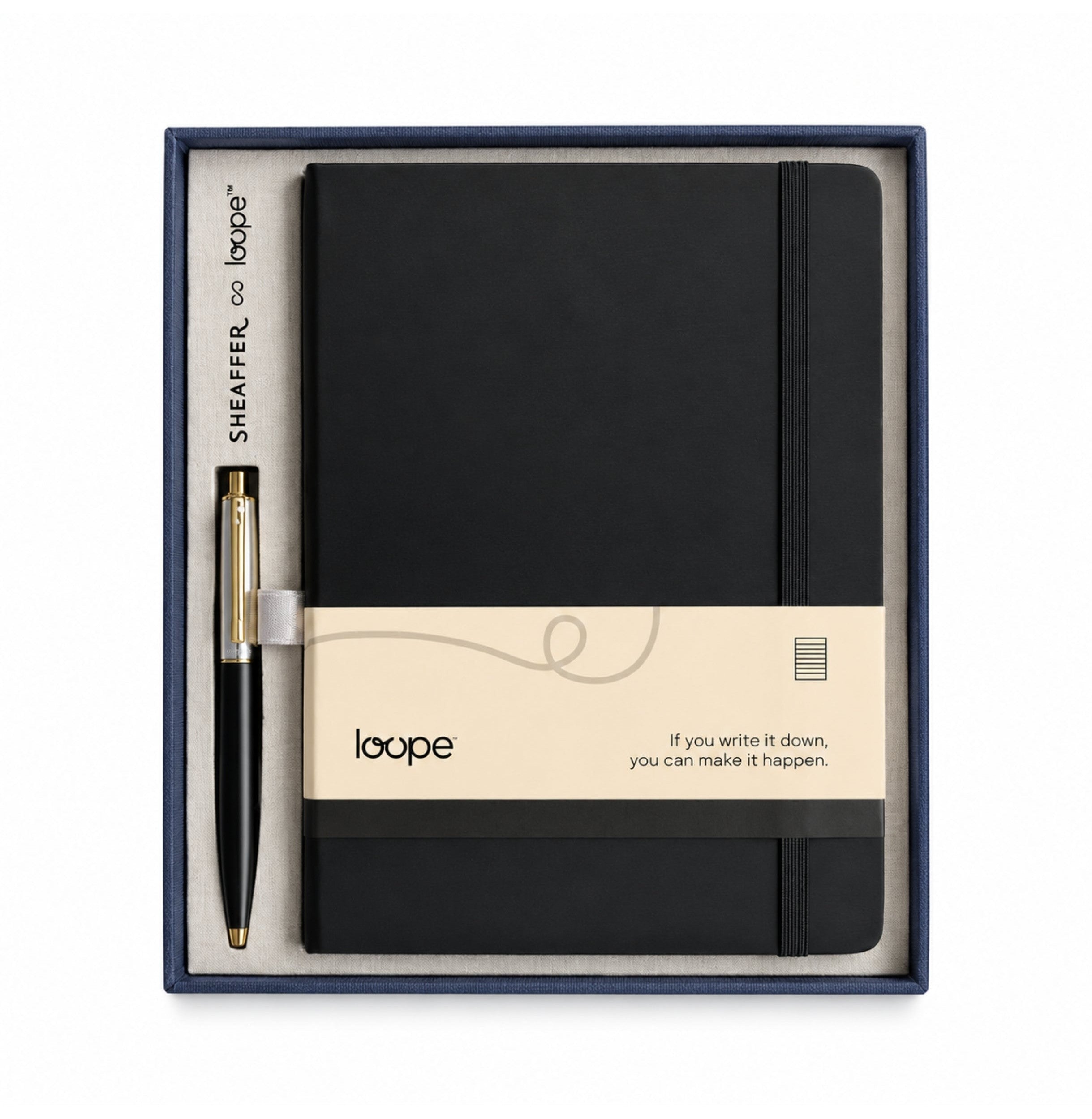 Sheaffer X Loope Sentinel Matt Black And Chrome With Gold Trim Bp With Medium Notebook Box