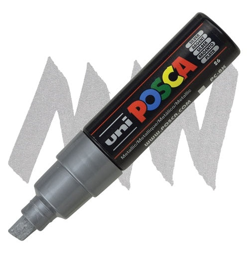 Uni Posca 8K Silver Marker  Versatile Opaque Paint Pen For Any Surface