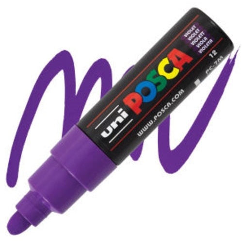 Vivid Uni Posca 7M Violet Acrylic Marking Pen For All Surfaces