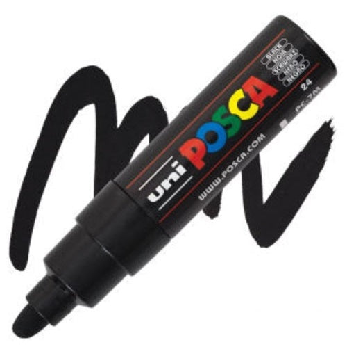 Uni Posca 7M Black Acrylic Marking Pen  Versatile & Vibrant For All Surfaces