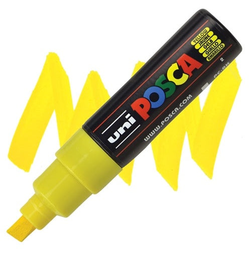 Uni Posca 8K Yellow Acrylic Paint Marker  Vivid Marking On Any Surface