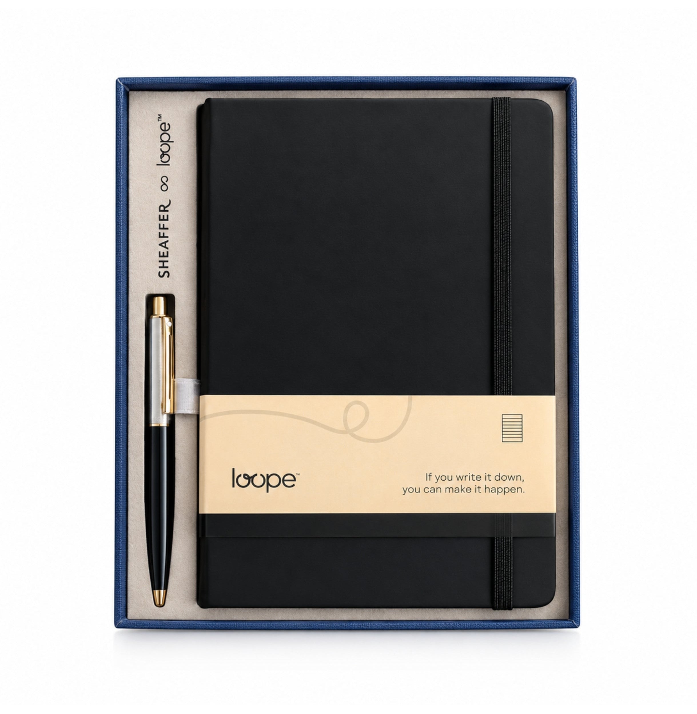 Sheaffer X Loope Sentinel Gloss Black And Chrome Gold Trim Bp With Medium Notebook Box