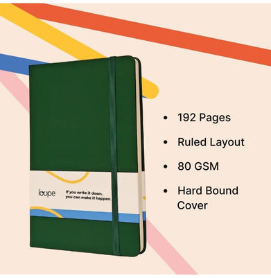 imagLoope A6 Solid Notebook 80Gsm 192 Pages Green