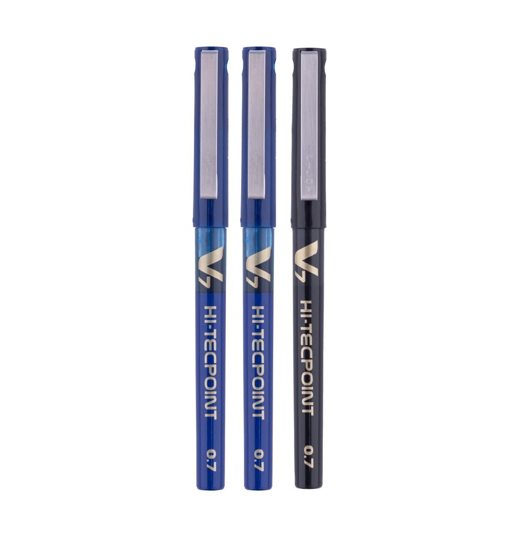 Pilot HiTecpoint V7 Precision Gel Pen Set 2 Blue & 1 Black