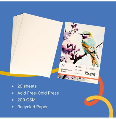 imagLoope Water Color Loose Sheets - A5 -  20Lf - 200Gsm