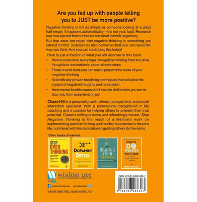 imagHow to Stop Negative Thinking: The 7:Step Plan to Eliminate Negativity Overcome Rumination Cease Overthinking Spiral and Change Your Toxic Thoughts to Healthy Self:Talk Paperback Chase Hill Books, BOOKS5, December Book Sale, Non Fiction, Self Improvement, Stop Negative Thinking, WBD2025 crossword.in