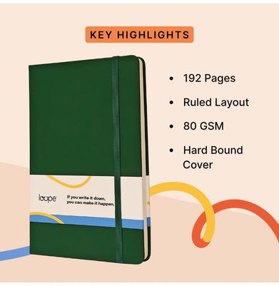 imagLoope A5 Solid Notebook 80Gsm 192 Pages Green