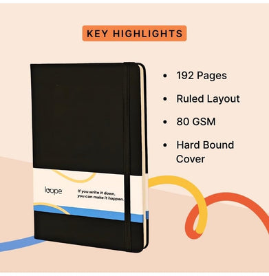 imagLoope A5 Solid Notebook 80Gsm 192 Pages Black