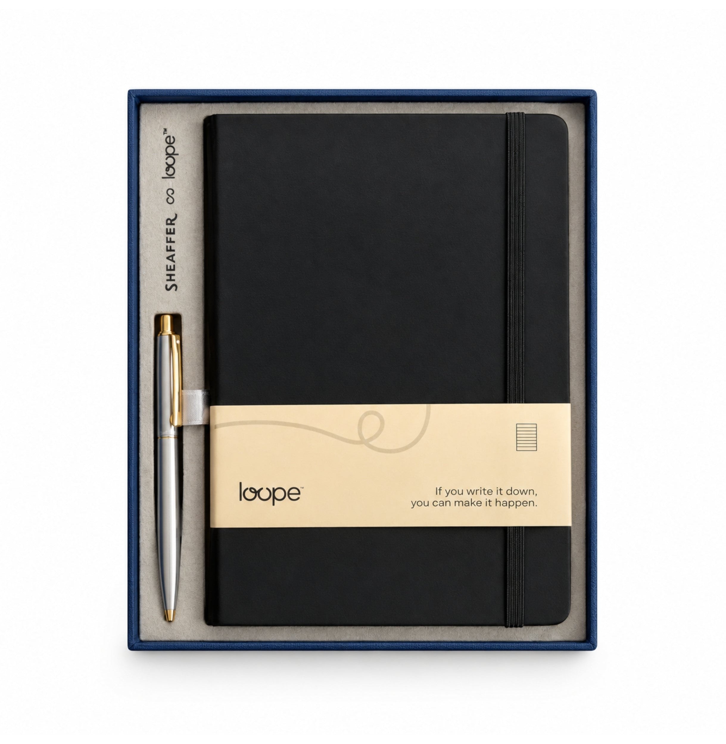 Sheaffer X Loope Sentinel Brushed Chrome And Gold Trim Bp With Medium Notebook Box