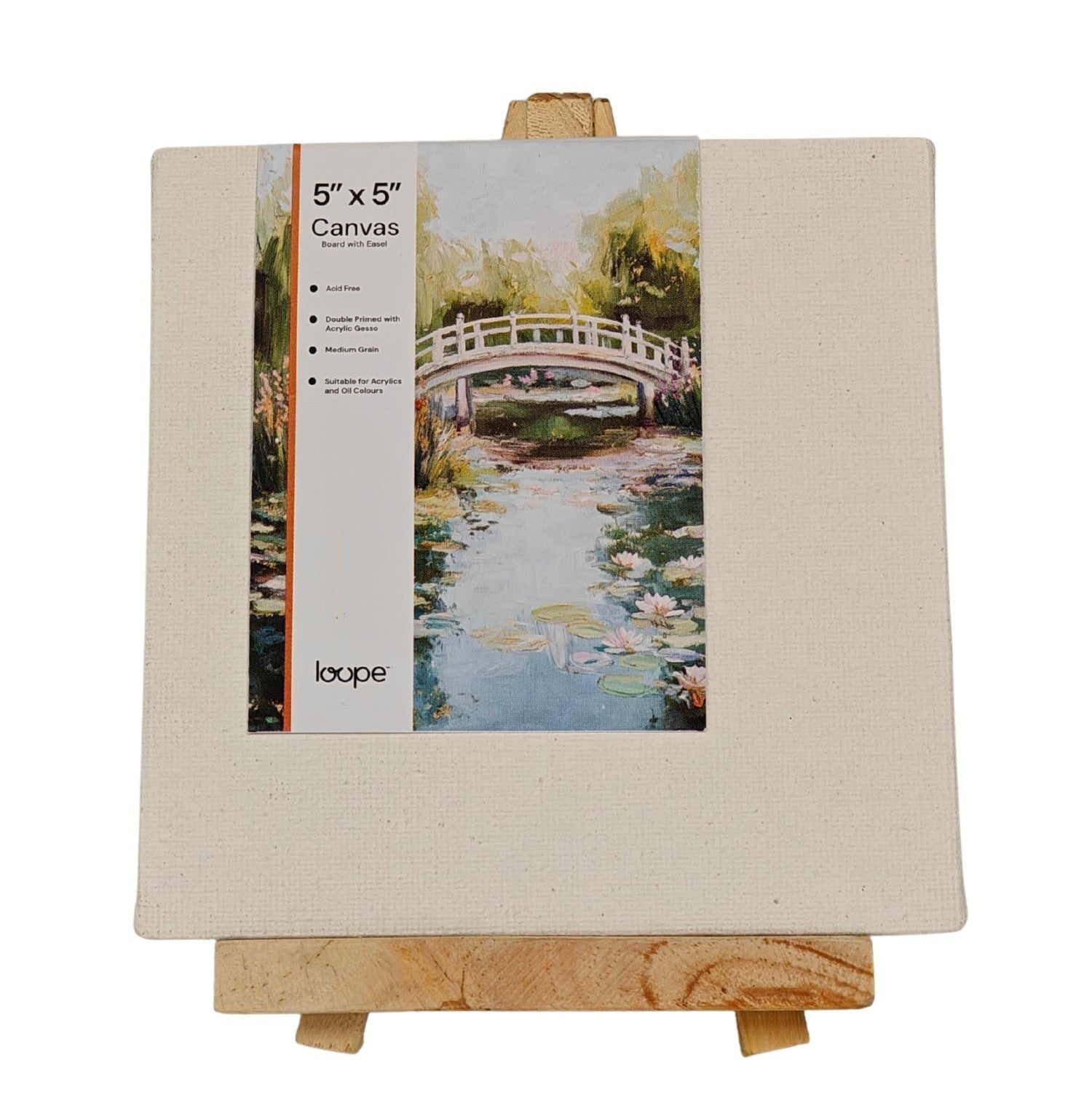 Loope Canvas Board With Easel | 5X5 Inches | For Painting & Art