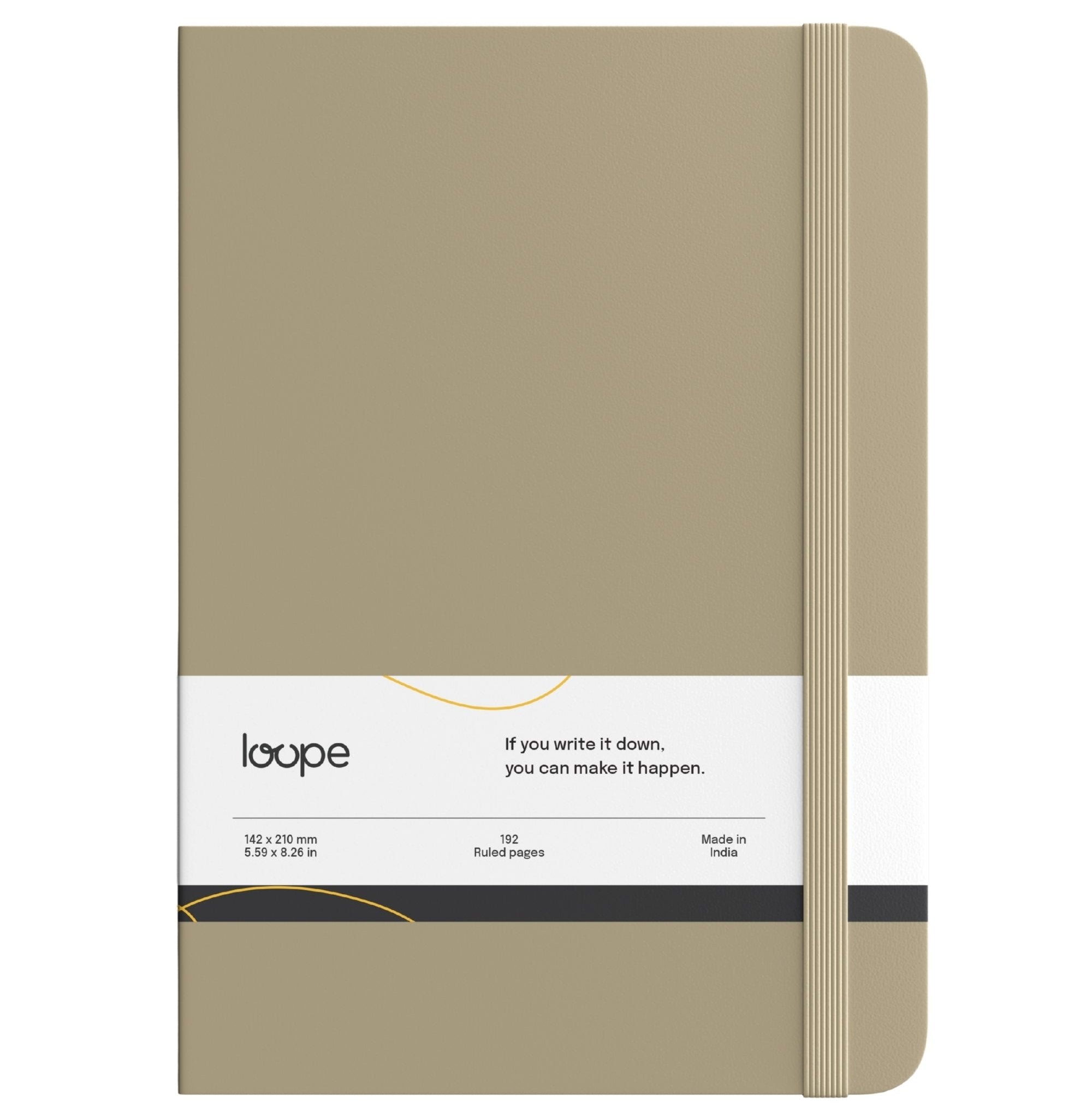 Loope A5 Solid Notebook – Tan | 192 Ruled Pages | 80 GSM | Hard Bound