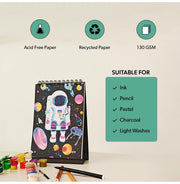 image //www.c...Loope Kids Sketch Pad A5 Calendar Type | Space Theme | Spiral Bound Art Book for Kids