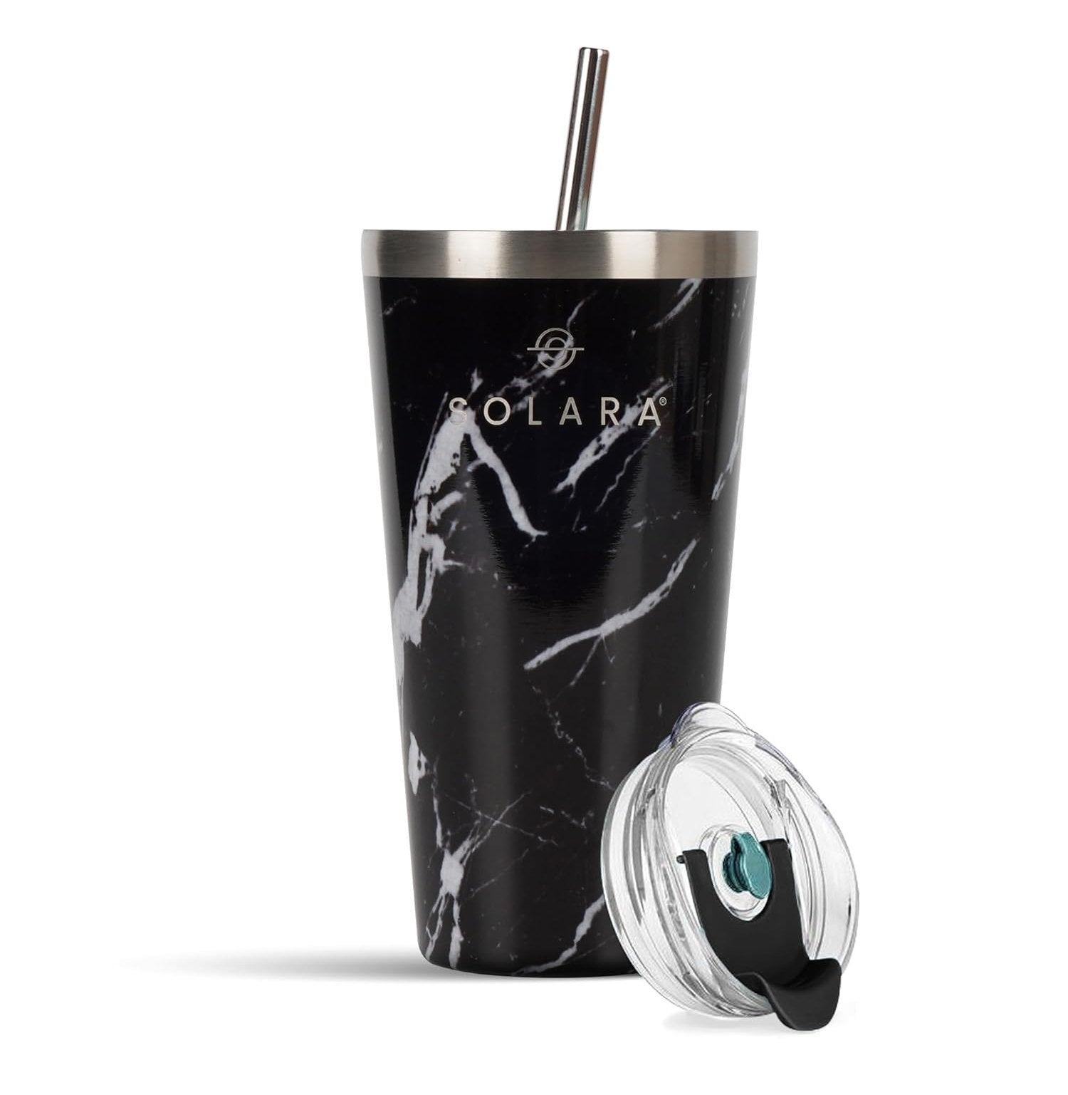 Solara Atlas Classic Insulated Tumbler Elegant Black Marble Design 475 Ml