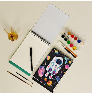 imagLoope Kids Sketch Pad A5 Calendar Type | Space Theme | Spiral Bound Art Book for Kids