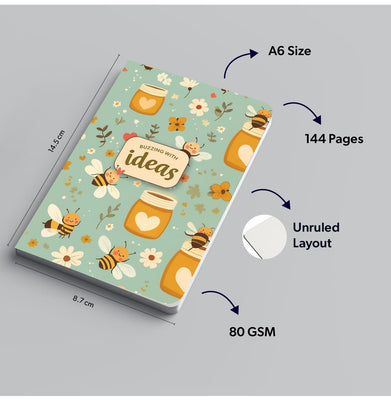 imagLoope Buzzing With Ideas Unruled A6 Foil Notebook