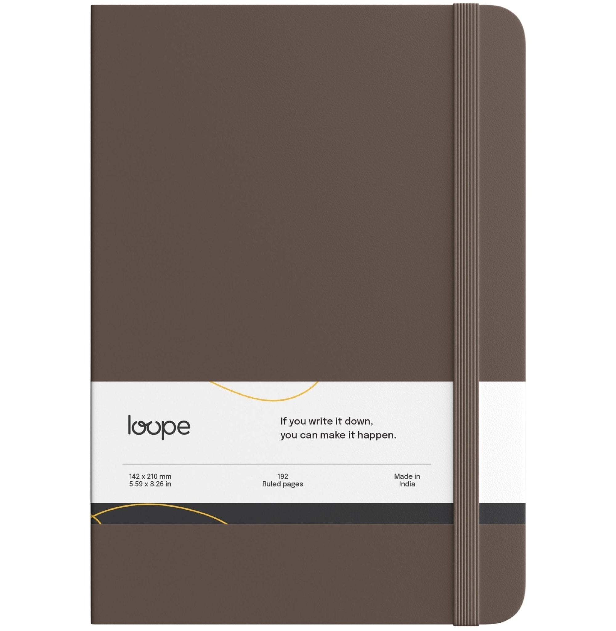 Loope A5 Solid Notebook – Brown | 192 Ruled Pages | 80 GSM | Hard Bound