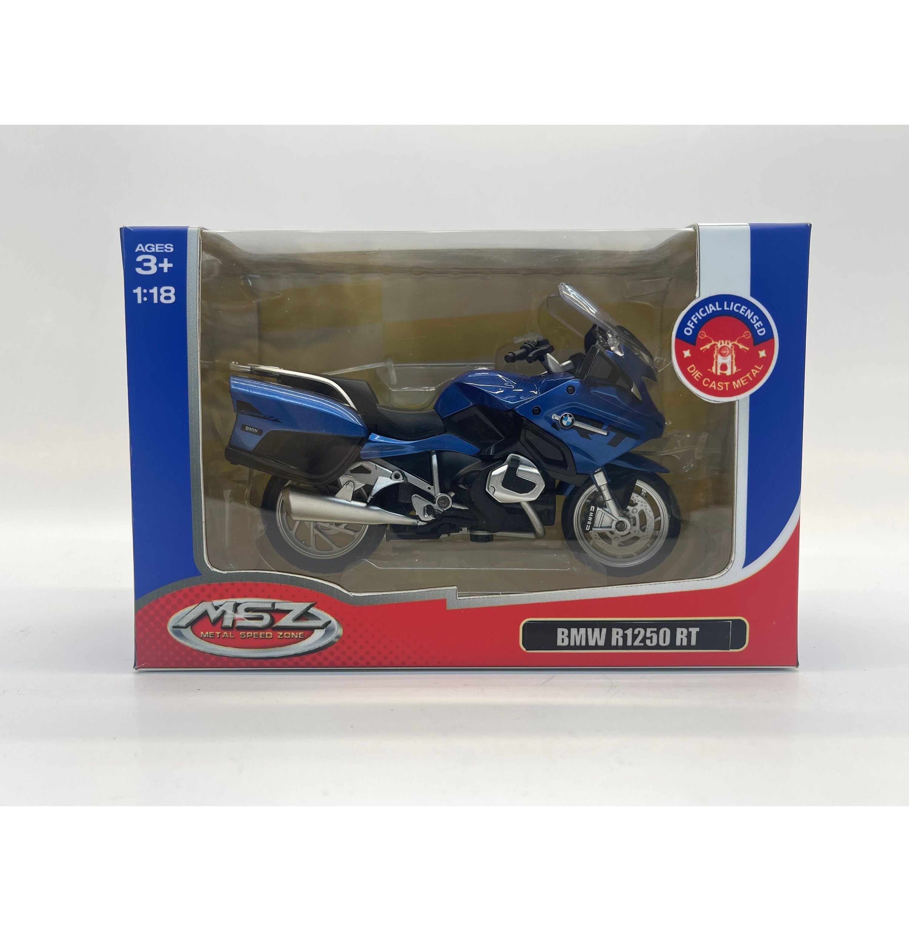 Enn Ess 1:18 Licensed Bmw R 1250 RtP Motorcycle Model (White, Blue, Red)