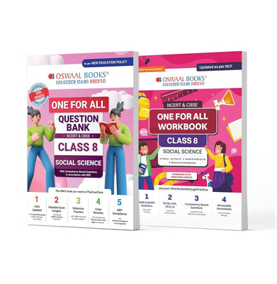 imagOswaal One For All Question Bank + One For All Workbook NCERT & CBSE Class 8 Social Science Set of 2 Books | Updated As Per NCF For Latest Exam
