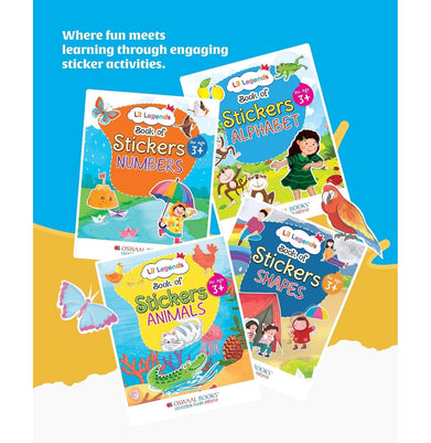 imagOswaal Lil Legend Gift Set: Boxset of 4 Sticker Books for Kids | Shapes, Numbers, Animals and Alphabets | Ideal for Ages 3+