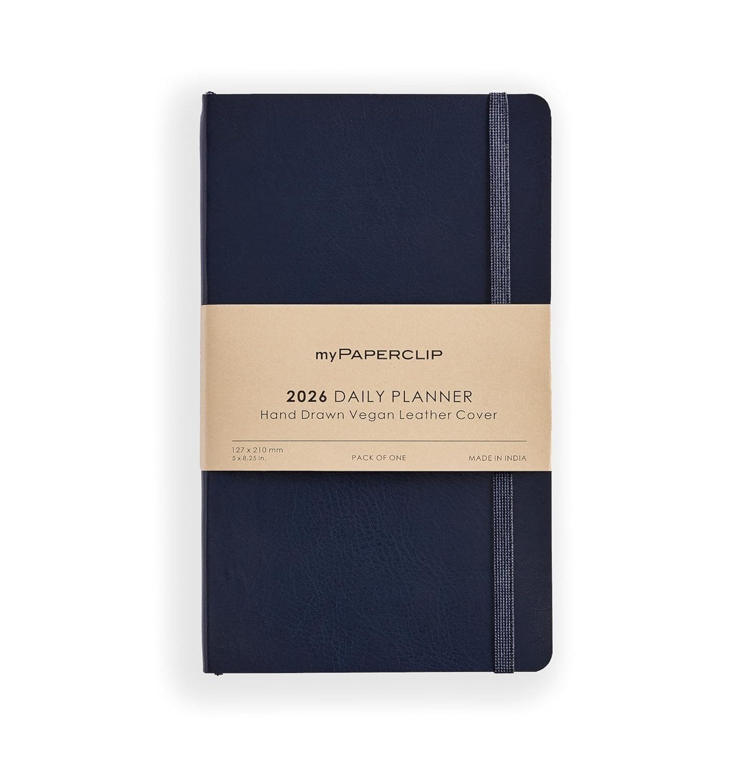 Paperclip 2026 Daily Planner, Soft Vegan Leather Cover, Medium_M2Blue