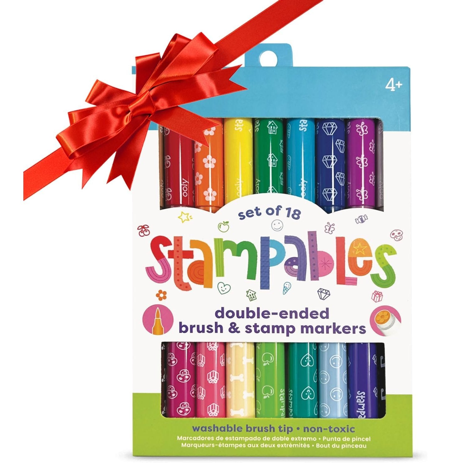 Ooly Stampables DoubleEnded Stamping & Brush Marker Set 18 Vibrant Colors